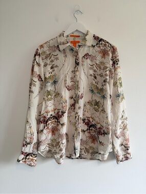 Silk Printed Floral Button-Up Shirt